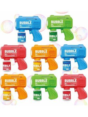 8-Pack Automatic Bubble Gun Set - Fun Bubble Machine for Kids, Outdoor Party